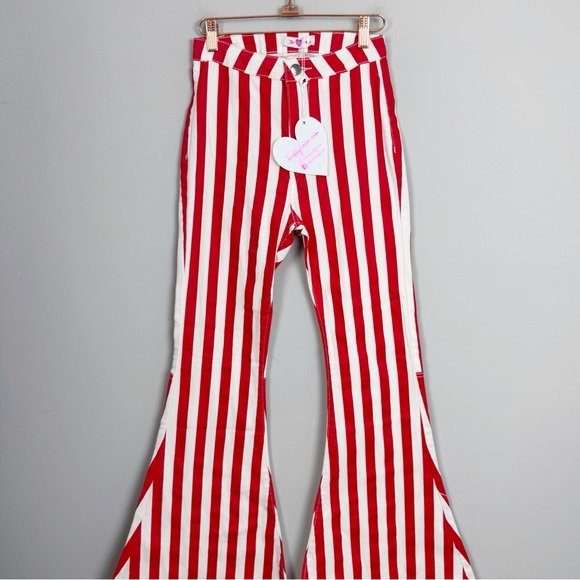 Buddy Love Pants - BUDDY LOVE | NEW Red White Striped Bell Bottoms Flare Pants Women’s Size 25 (0)